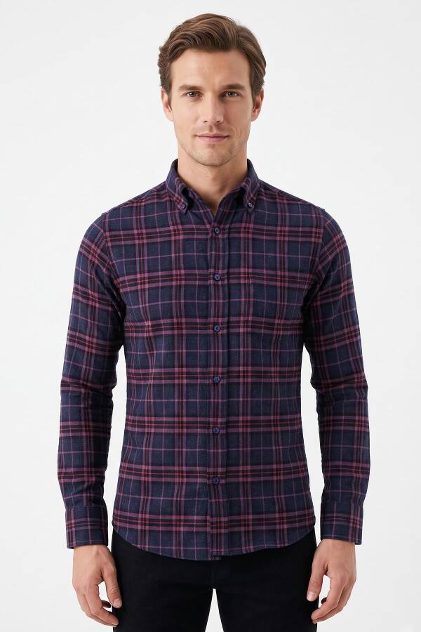 Kareli Slim Fit Oduncu Erkek Gömlek - 1