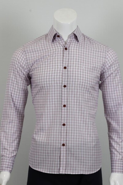 Uzun Kol Slim Fit Kareli Gömlek - 1
