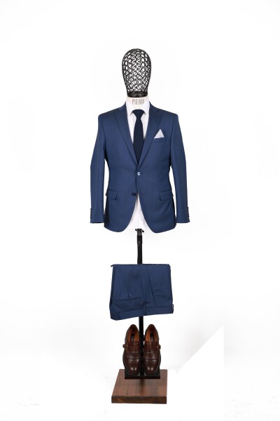 Slim Fit Parlament Mavisi Takım Elbise - 2