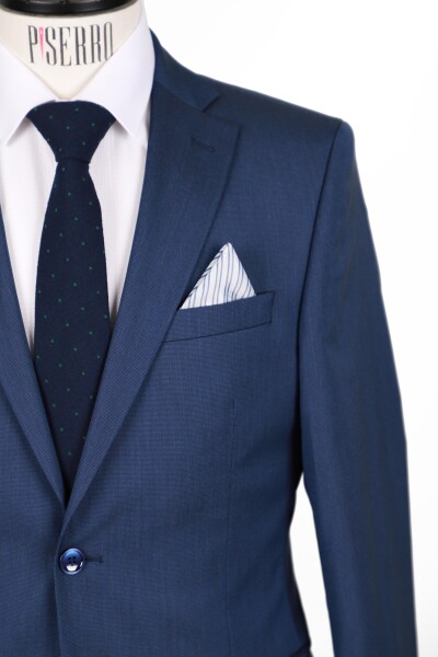 Slim Fit Parlament Mavisi Takım Elbise - 4