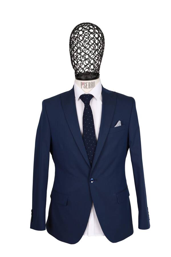Slim Fit Parlament Mavisi Takım Elbise · 2