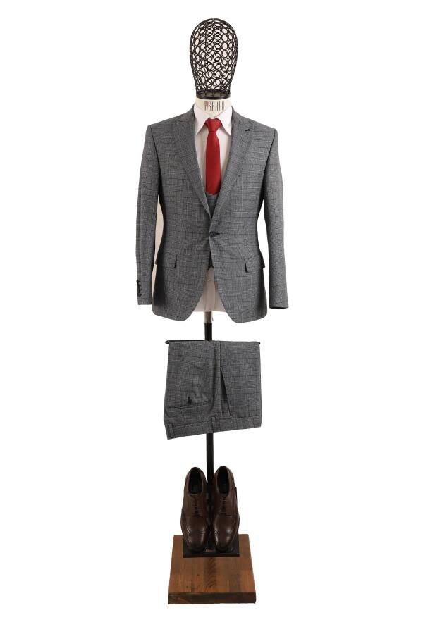 Regular Fit Yelekli Takım - 1