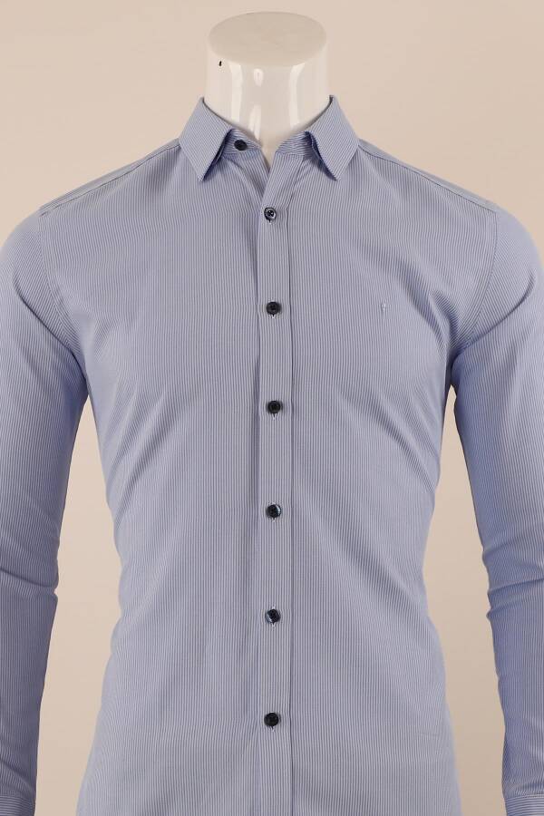 Uzun Kol Slim Fit Çizgili Gömlek - 6