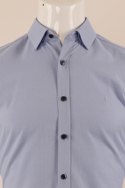 Uzun Kol Slim Fit Çizgili Gömlek - 7