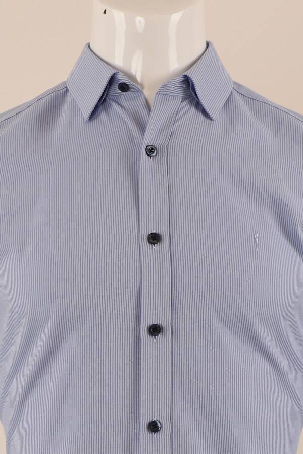 Uzun Kol Slim Fit Çizgili Gömlek - 7