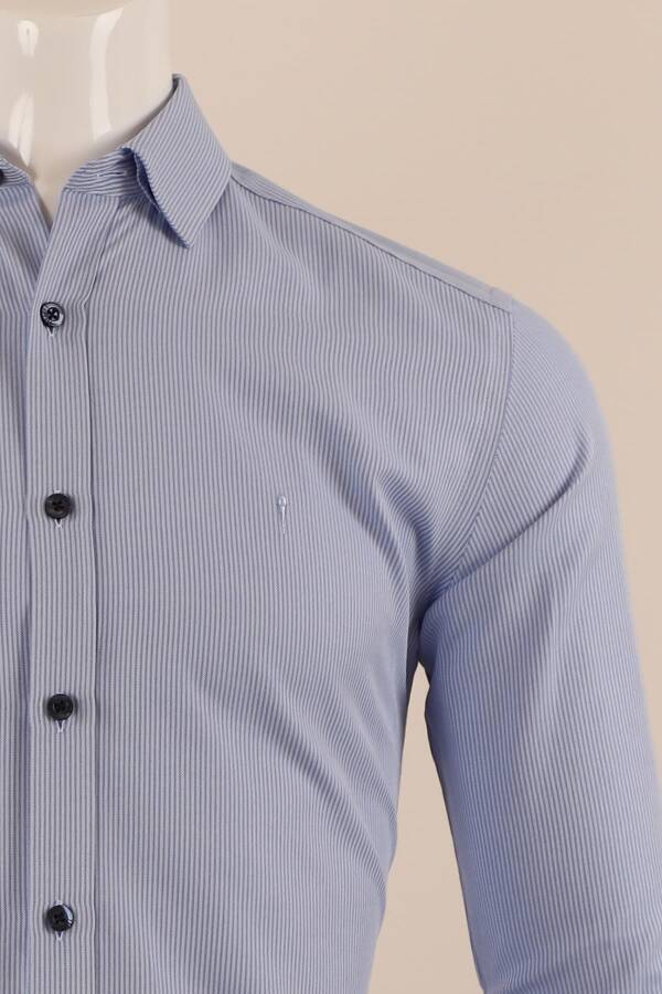 Uzun Kol Slim Fit Çizgili Gömlek - 8