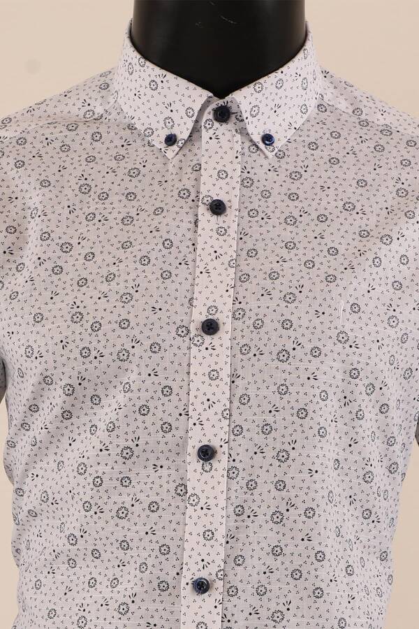 Uzun Kol Slim Fit Desenli Gömlek - 3
