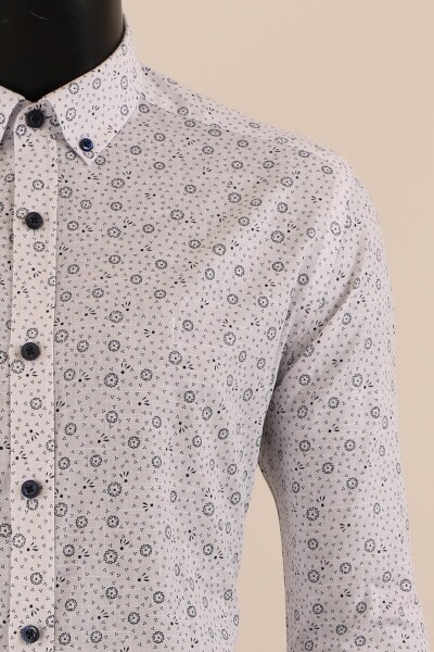 Uzun Kol Slim Fit Desenli Gömlek - 4