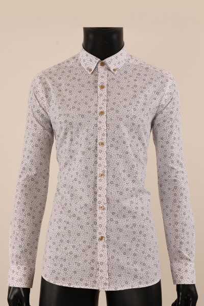 Uzun Kol Slim Fit Desenli Gömlek - 5