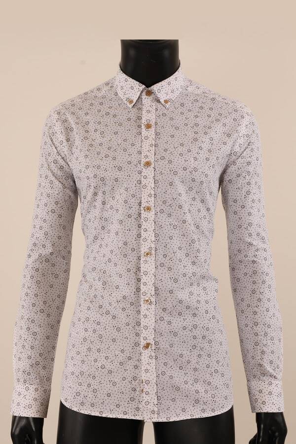Uzun Kol Slim Fit Desenli Gömlek - 5