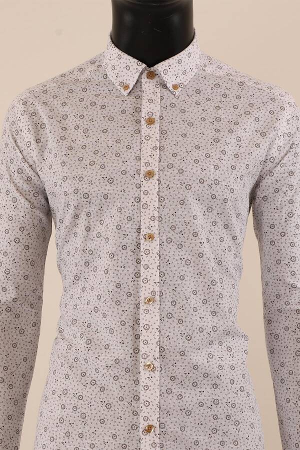 Uzun Kol Slim Fit Desenli Gömlek - 6