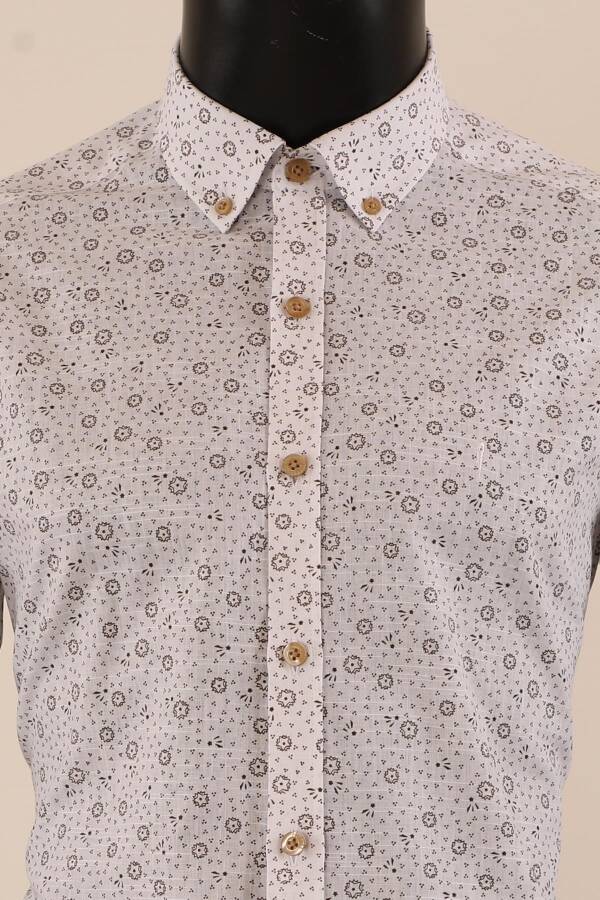 Uzun Kol Slim Fit Desenli Gömlek - 7