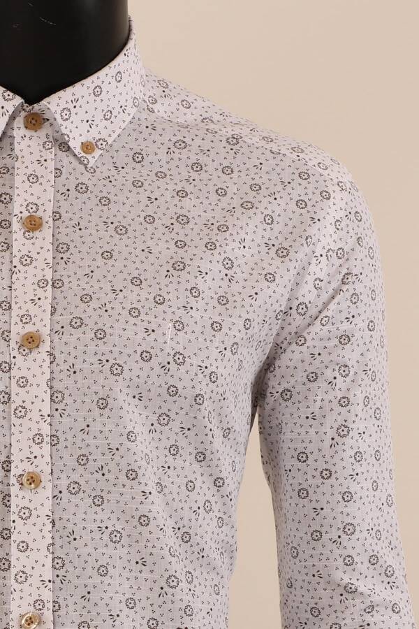 Uzun Kol Slim Fit Desenli Gömlek - 8