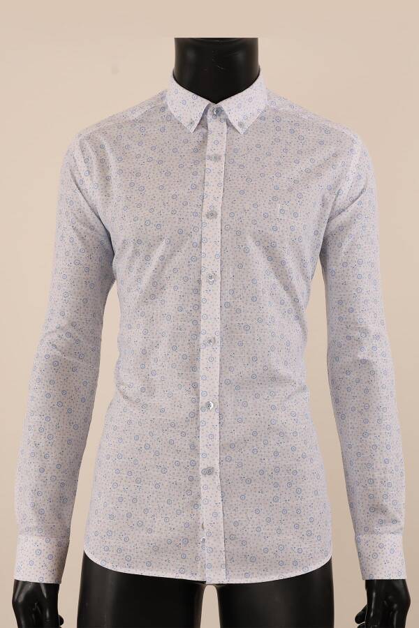 Uzun Kol Slim Fit Desenli Gömlek - 9