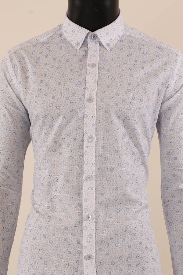 Uzun Kol Slim Fit Desenli Gömlek - 10