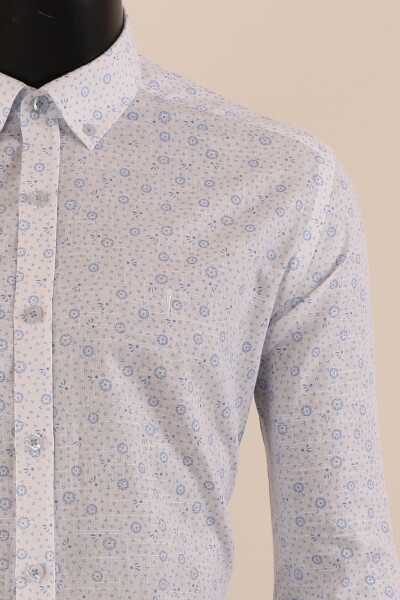 Uzun Kol Slim Fit Desenli Gömlek - 12
