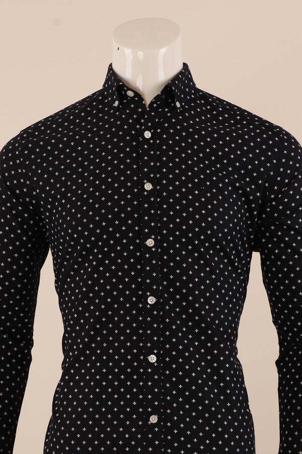 Uzun Kol Slim Fit Desenli Gömlek - 2