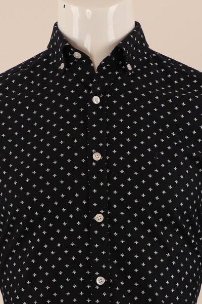 Uzun Kol Slim Fit Desenli Gömlek - 3
