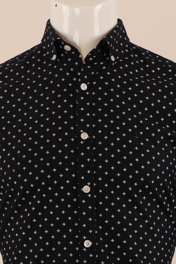 Uzun Kol Slim Fit Desenli Gömlek - 3
