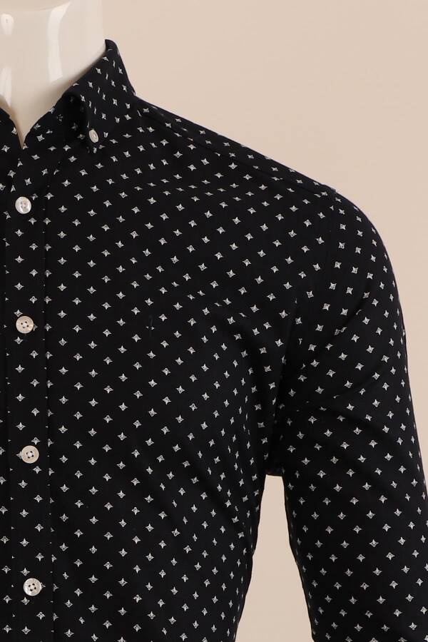 Uzun Kol Slim Fit Desenli Gömlek - 4