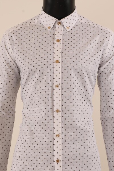 Uzun Kol Slim Fit Desenli Gömlek - 6