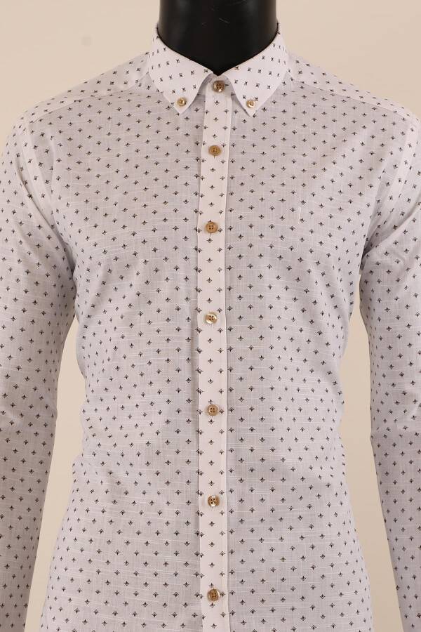 Uzun Kol Slim Fit Desenli Gömlek - 6