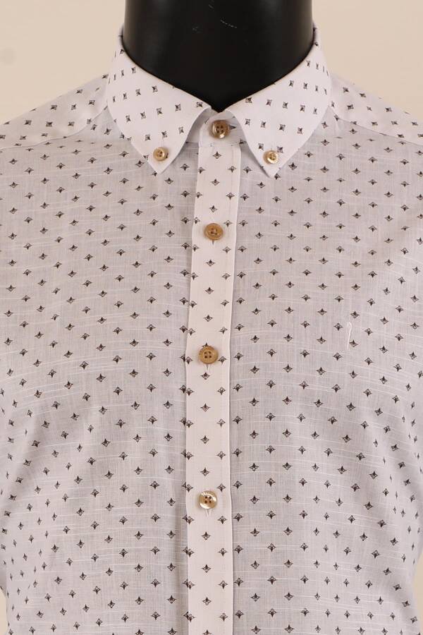 Uzun Kol Slim Fit Desenli Gömlek - 7