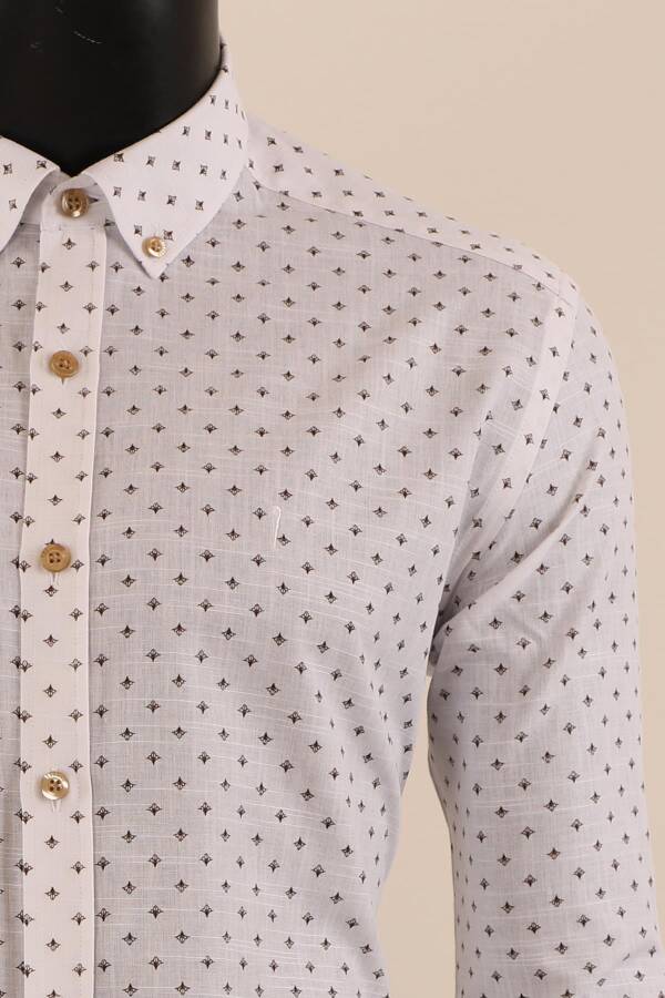 Uzun Kol Slim Fit Desenli Gömlek - 8