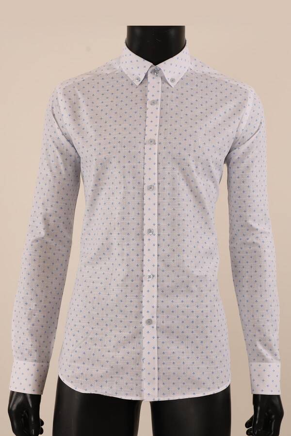 Uzun Kol Slim Fit Desenli Gömlek - 9