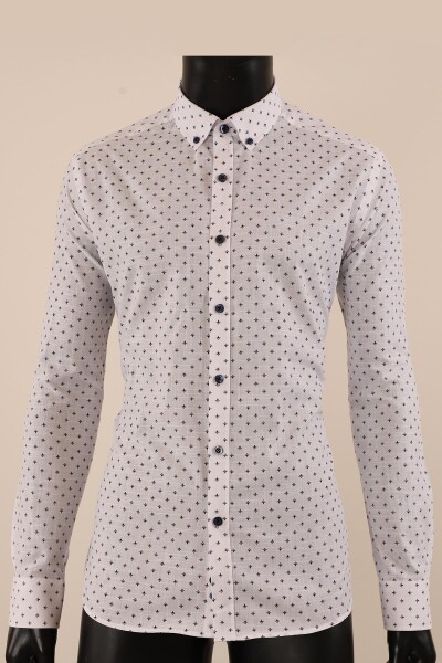 Uzun Kol Slim Fit Desenli Gömlek - 13