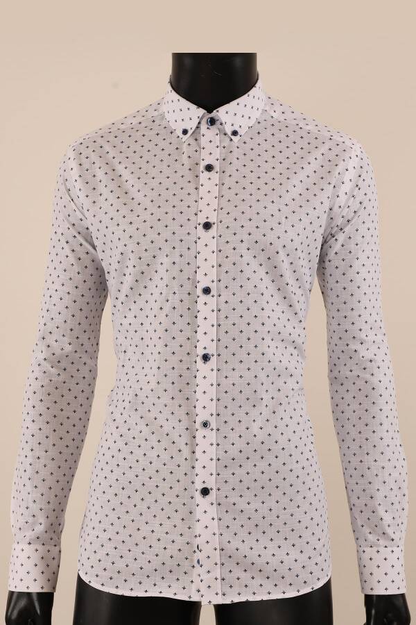 Uzun Kol Slim Fit Desenli Gömlek - 13