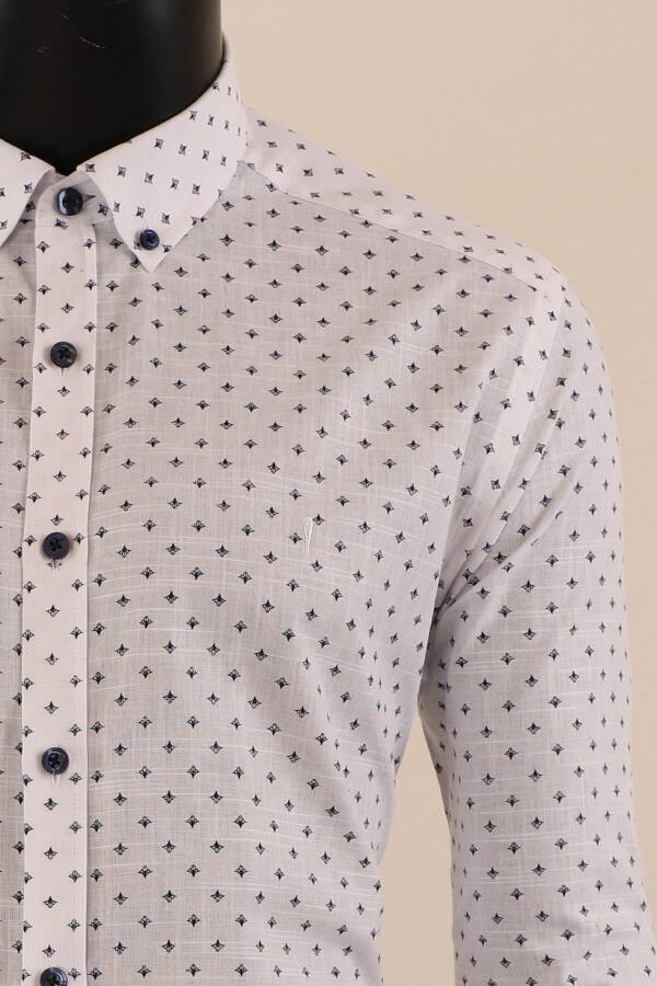 Uzun Kol Slim Fit Desenli Gömlek - 16