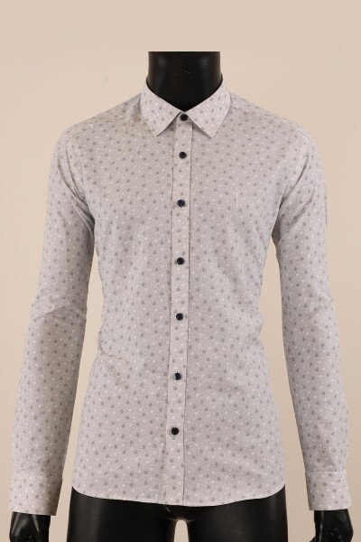Uzun Kol Slim Fit Desenli Gömlek - 1