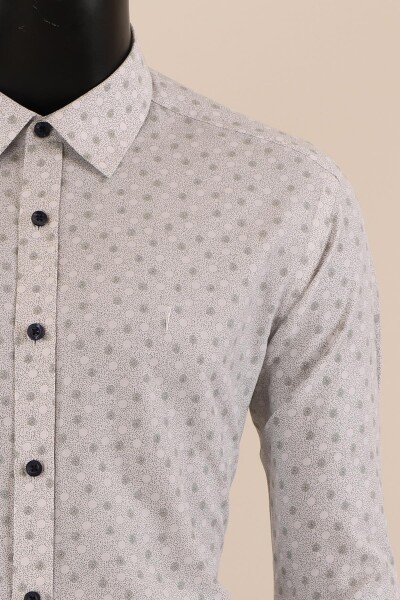 Uzun Kol Slim Fit Desenli Gömlek - 4