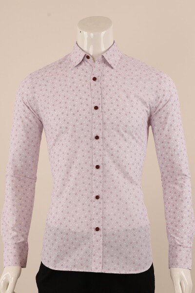 Uzun Kol Slim Fit Desenli Gömlek - 5