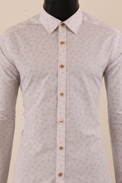 Uzun Kol Slim Fit Desenli Gömlek - 14
