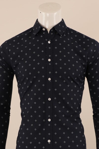 Uzun Kol Slim Fit Desenli Gömlek - 2