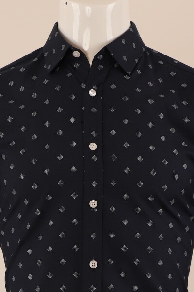 Uzun Kol Slim Fit Desenli Gömlek - 3