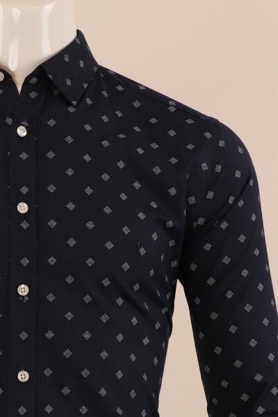 Uzun Kol Slim Fit Desenli Gömlek - 4