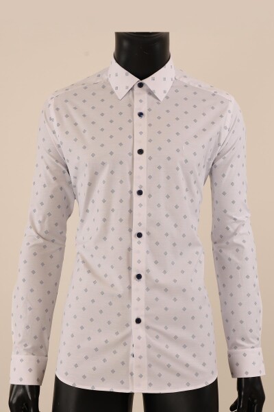 Uzun Kol Slim Fit Desenli Gömlek - 5