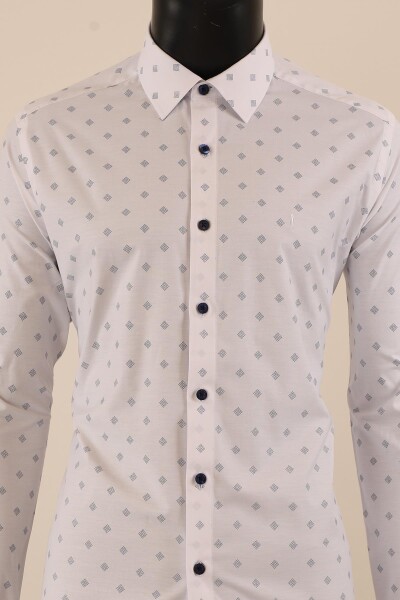 Uzun Kol Slim Fit Desenli Gömlek - 6