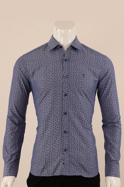 Uzun Kol Slim Fit Desenli Gömlek - 9