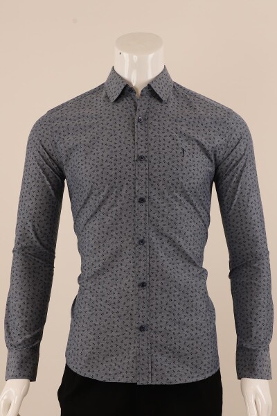 Uzun Kol Slim Fit Desenli Gömlek - 5