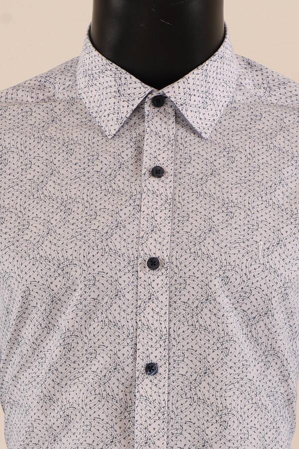 Uzun Kol Slim Fit Desenli Gömlek - 3