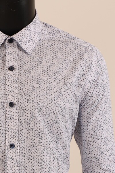Uzun Kol Slim Fit Desenli Gömlek - 4