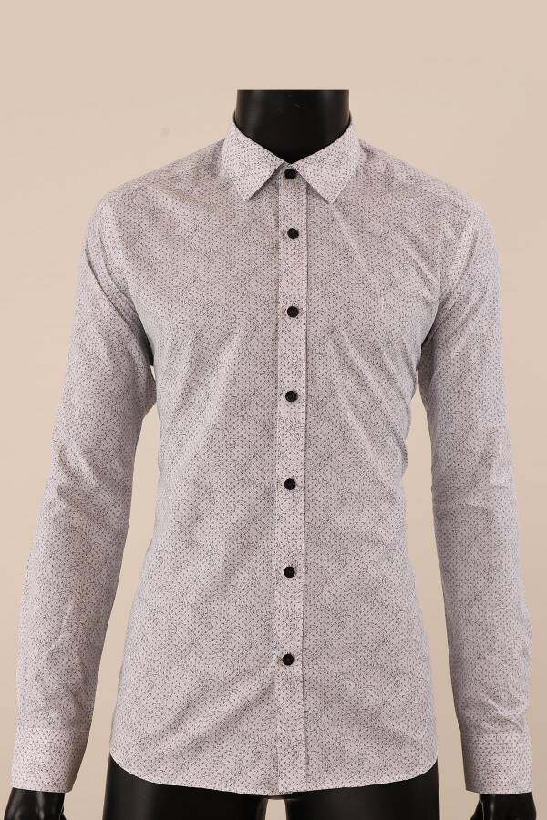 Uzun Kol Slim Fit Desenli Gömlek - 5