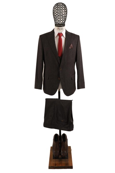 Yelekli Slim Fit Takım Elbise - 1