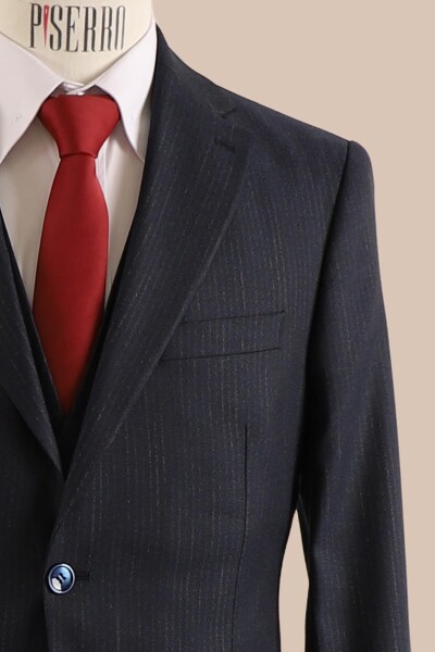 Yelekli Takım Elbise Slim Fit - 9
