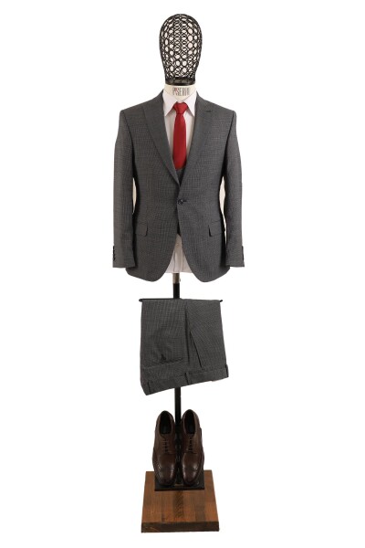 Yelekli Takım Elbise Slim Fit - 8