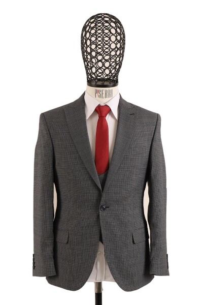 Yelekli Takım Elbise Slim Fit - 9